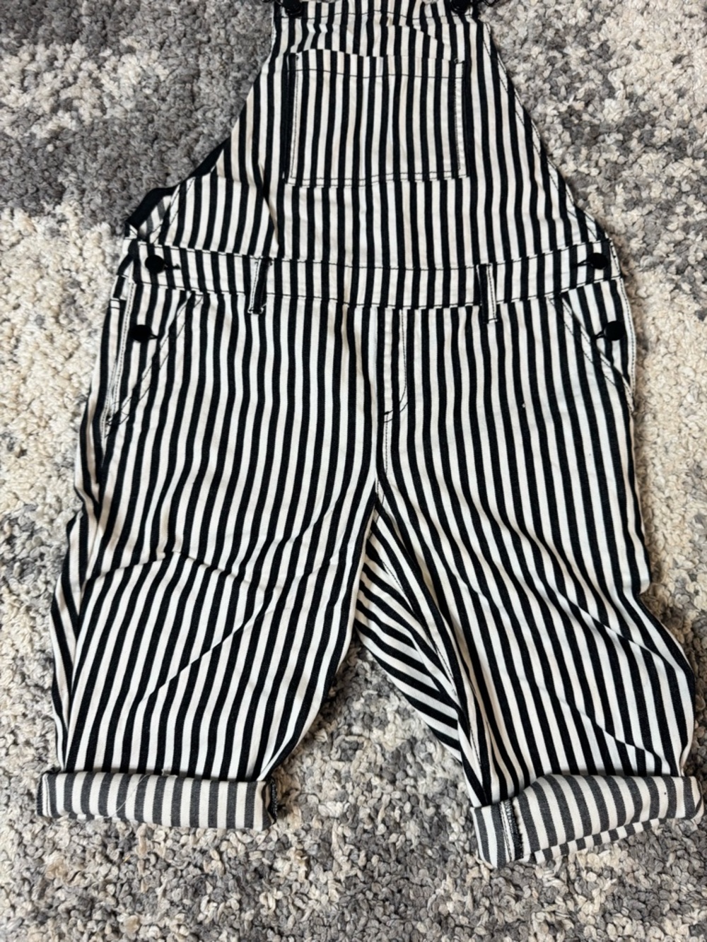 Forever 21, Mens Black and White Striped Denim Overalls, US Size: 30 - Picture 3 of 11